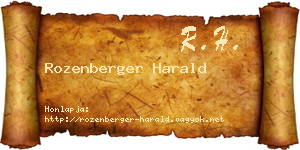 Rozenberger Harald névjegykártya